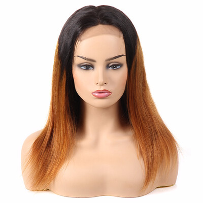 

9A Ombre Brown Color Lace Front Human Hair Wigs for Women Straight Brazilian Virgin Hair Wigs with Baby Hair 130 Density10-16"