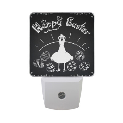 

ALAZA LED Night Light With Smart Dusk To Dawn SensorHappy Easter With Basket Eggs Plug In Night Light