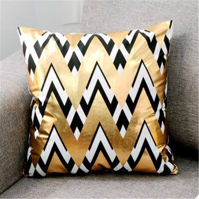 

Nordic Design Geometric Pattern Bronzing Gold Cushion Decorative Pillow Home Decor Sofa Throw Pillow