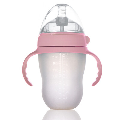 

TEENUNIX baby silicone bottle newborn wide-bore bottle with handle with straw drop-proof anti-flatulence baby bott