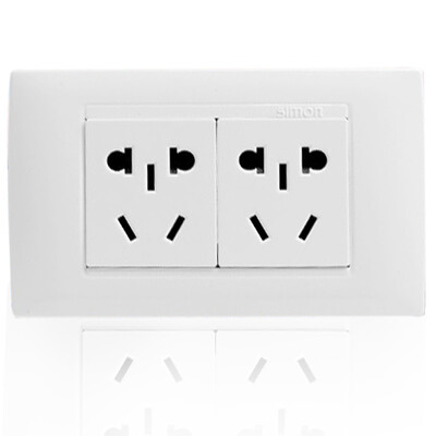 

Simon Electric simon switch socket long row of wall socket power panel two 10-hole socket 52 series of 118 elegant white