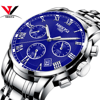 

Relogio Gold Watch Men Luxury Business Man Watch Golden Waterproof Create Fashion Casual Quartz Male Dress Clock NIBOSI Saat