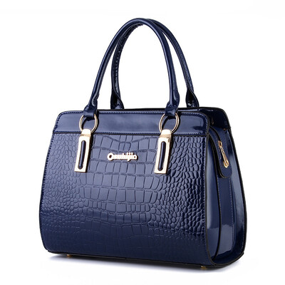 

Bag lady 2019 new style bright patent leather stone pattern fashionable European style&elegant one-shoulder model handbag