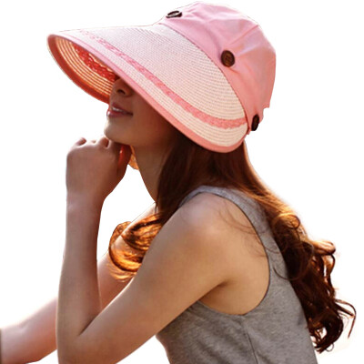 

MSEK WMZ13354 ladies Korean version of the sun hat dismantling dual-use empty cap hat sun hat straw hat pink