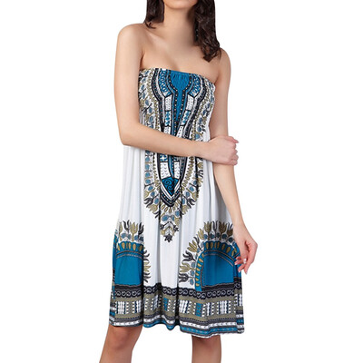 

Women Summer Sleeveless Strapless Beach Sundress Casual Mini Cover up Dress