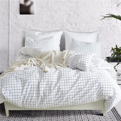 

Nordic Lattice Bedding Set Bed Linen Simple Fashion Stripe White Bed Sheet Duvet Cover Sets 3Pcs Home Textile