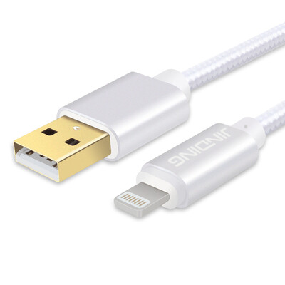 

JINDING JD-P025 кабель данных iphone6s Apple 5s нейлон поручая линия 6 плюс линия передачи usb ipad4 быстрый заряд (1 метр серебряный белый)