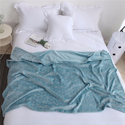 

High Quality Brown Pure Gold Blanket Bedding Flannel Double Layer Throw On Sofa Bed Plane Plaids Solid Bedspreads 160x200cm Size