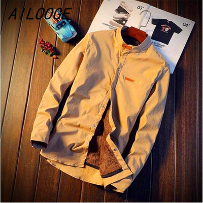 

Mens 2018 New Winter Stand collar Casual Solid color Fleece Corduroy Wool Warm Shirt fashion Male Long Sleeve Shirts blouses