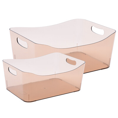 

NetEase carefully selected 2 pieces PS storage basket desktop cosmetics bathroom desk storage transparent tea 2 pieces