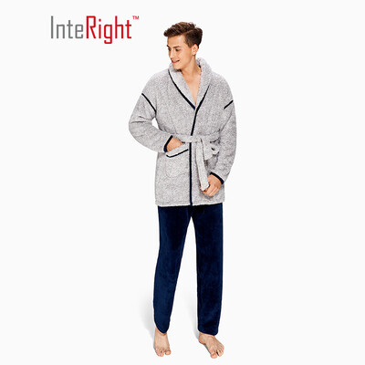 

INTERIGHT couple home service cationic velvet robe style home service suit mens gray L