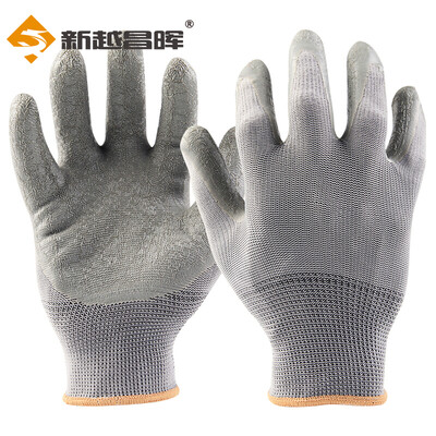 

Xinyue Changhui labor insurance gloves wear-resistant non-slip nylon gloves coated palm dipped rubber gloves Latex wrinkles gloves site work protective gloves 12 B11430