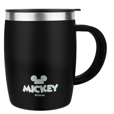 

Disney mugs for men&women students stainless steel single handle with cover fashion office water cup 420ML black Mickey
