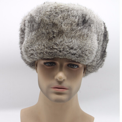 

Natural rabbit fur Lei Feng hat mens hat autumn&winter warm thickening fur real rabbit hair ear cap 2018 new discount