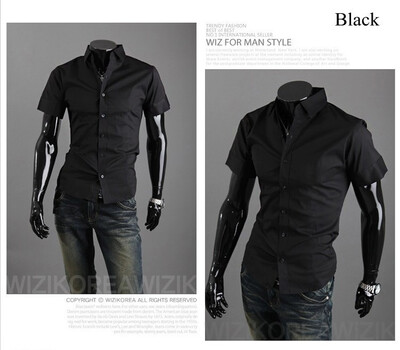 

New 2015 Summer British Shirt Mens Slim Fit Man Short Sleeve Shirts Mens Clothing Slim Casual shirts 17 Coloe 5 Size