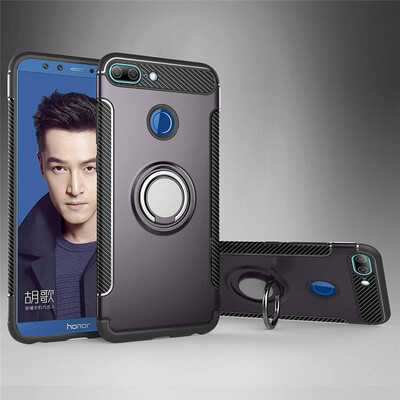 

Fecoprior Back Cover For Huawei Honor 9 Lite Case Car Holder Stand Hard PC Silicon Ring Suction Bracket Celulars