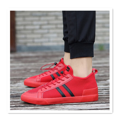 

New hip hop high shoes mens trend casual youth Korean version of high school shoes trend wild sports flying woven deodorant mesh