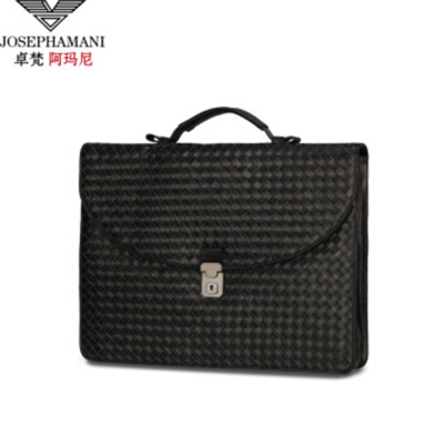 

Zhuo Fan Armani 2018 new mens business briefcase cowhide woven diamond handcuffs mens bag handbag