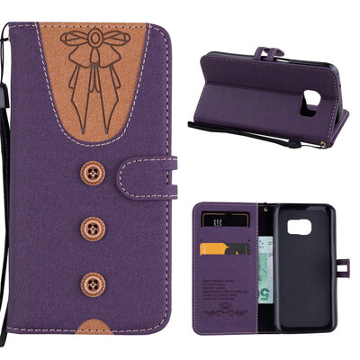 

MOONCASE Samsung Galaxy S7 stitching embossed womens leather case - purple