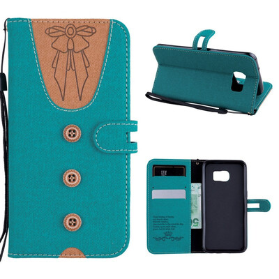 

MOONCASE Samsung Galaxy S7 Edge stitching embossed womens leather case - green