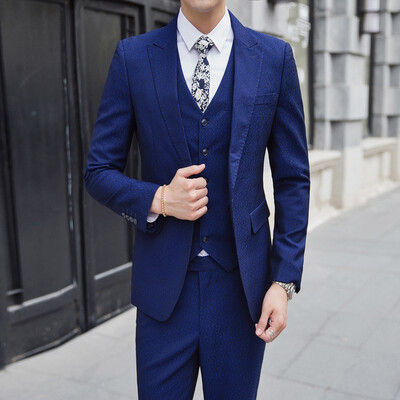 

Mens business casual suit suit three piece
