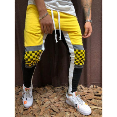 

Men Slim Fit Jogger Sports Bodybuilding Running Track Plaid Trousers Sweatpant