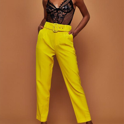 

Autumn High Waist Sashes Casual Women Pants 2018 New Pockets Straight Office Ladies Pants Streetwear Trousers Women