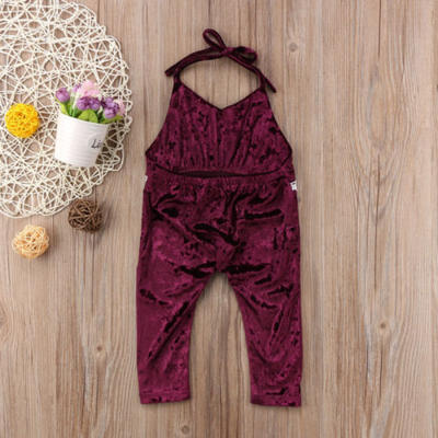 

Pretty 1PC Kids Baby Girl Velvet Romper Backless Bodysuit Jumpsuit Outfits 1-6T