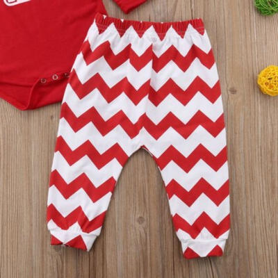 

3PCS Newborn Kids Baby Girls Christmas Outfits Romper Jumpsuit Pant Headband Set