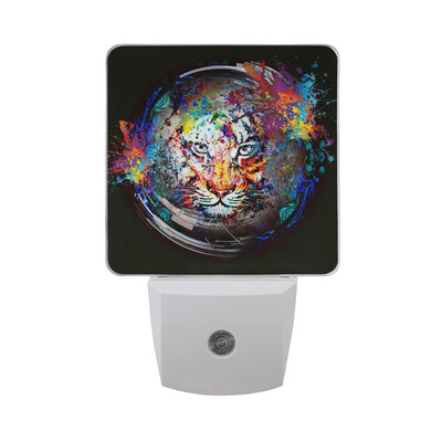 

ALAZA LED Night Light With Smart Dusk To Dawn SensorTiger With Half Of Human Skull Plug In Night Light