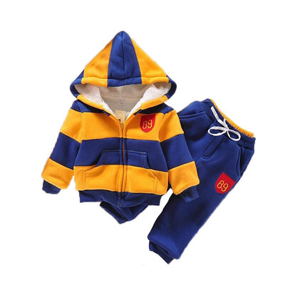 

Boys Girls Children Hoodies Winter velvet Sherpa Baby Sports Suit New 2018 Jacket Sweater Coat & Pants Thicken Kids Clothes Sets