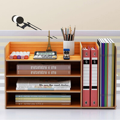

Wanshijia office desktop storage box wooden multi-layer office supplies information book file wooden rack JD-B06 cherry wood