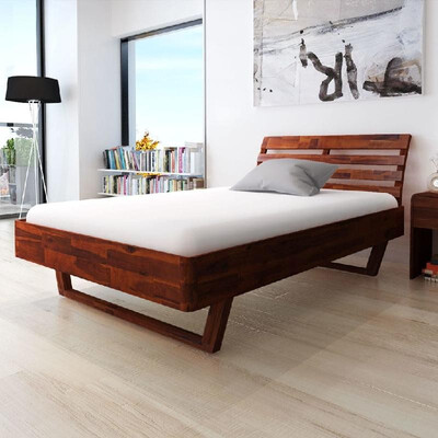 

Bed Frame Solid Acacia Wood Queen Size