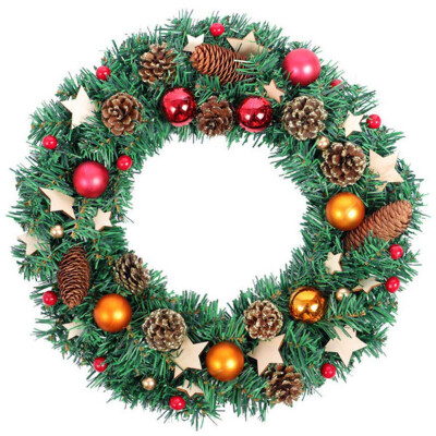 

UpperX Christmas Wreath40cm Pine Cone Wood Star Maple Leaf Fall Door Wreath Door Wall Ornament Christma