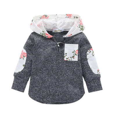 

Toddler Baby Girls Floral Hooded Tops Blouse Kids Autumn Sweatshirts T-shirts UK