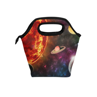 

Lunch Tote Bag Scifi Planet Travel Picnic Insulated Lunch Handbags Portable Zipper Lunch Bag Box