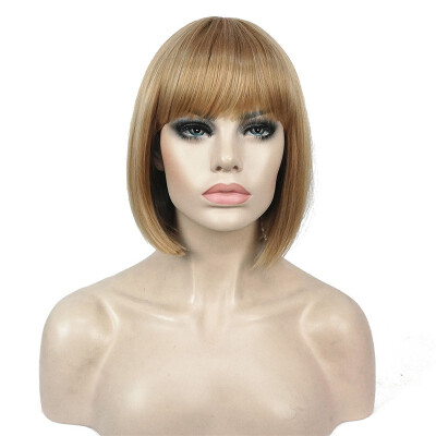 

StrongBeauty Short Bob Wig Point Part Bangs Full synthetic Wigs COLOUR CHOICES