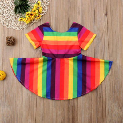 

UK Kids Baby Rainbow Girl Party Tulle Tutu Dress Wedding Summer Dresses Princess