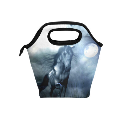 

Lunch Tote Bag Cool Horse Travel Picnic Insulated Lunch Handbags Portable Zipper Lunch Bag Box