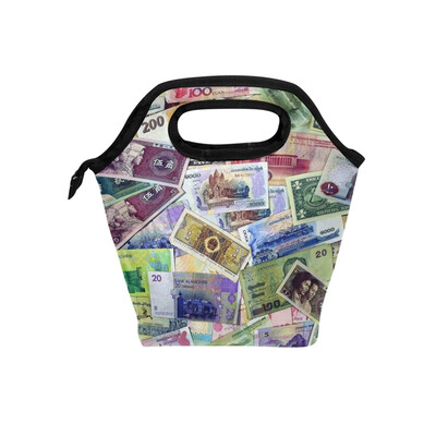 

Lunch Tote Bag Money Travel Picnic Insulated Lunch Handbags Portable Zipper Lunch Bag Box