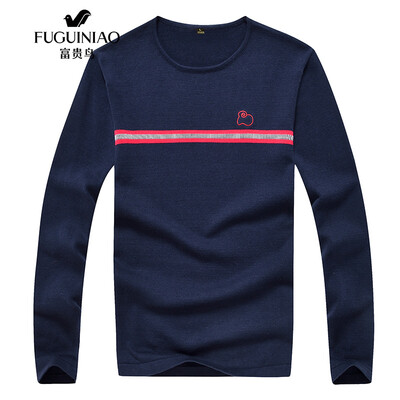 

FuGUINIAO sweater sweater mens fashion slim round neck long-sleeved sweater youth comfortable bottoming shirt male treasure blue