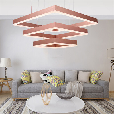 

Baycheer HL487621 Post Modern Brushed Aluminum Rose Gold Chandelier White Light LED Chandelier in Acrylic Shade
