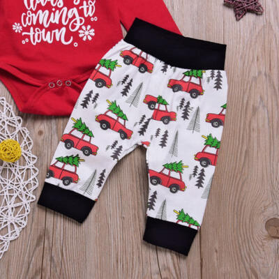 

Christmas Newborn Baby Girls Santa Tops Romper Pants Outfits Set Clothes 0-18M