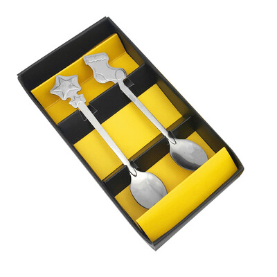 

UpperX 2PCS Christmas Stainless Steel Spoon Fashion Cartoon Coffee Spoon Life Home Kitchen Utensils&Appliances random style