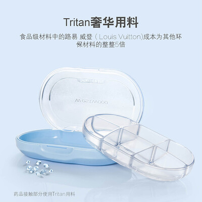 

Vilscijon Victorian small pill box portable one-week travel portable medicine storage box sub-package mini large-capacity sealed pill box 8227 island blue