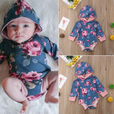 

Newborn Kids Baby Girl Floral Hoodies Romper Jumpsuit Bodysuit Clothes Outfits