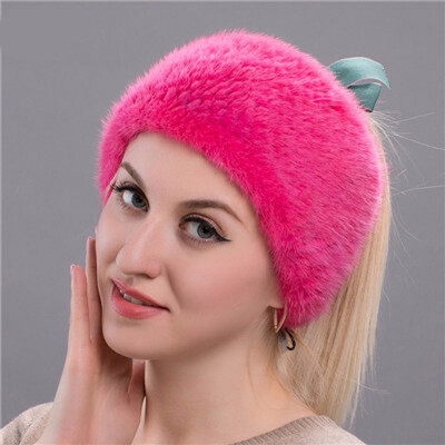 

New quality Winter New Mink Scarf Women Real Mink Fur Hat Knitted Mink Fur Headband Muffler Ring Russian Elastic Neckerchief