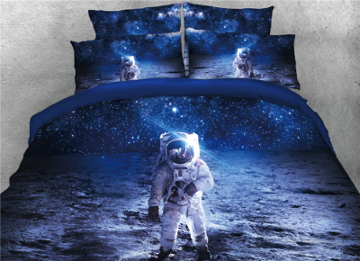 

3D Astronaut Walking in Space Printed 4-Piece Blue Bedding Sets