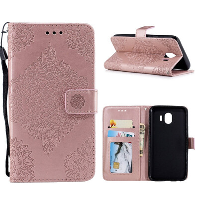 

MOONCASE Samsung Galaxy J6 Blue&White Porcelain Embossed Leather Case - Rose Gold