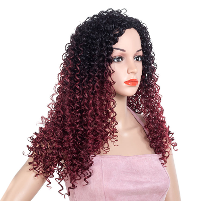 

Kanekalon Wigs Long Afro Kinky Curly Wig Ombre Natural Black To Burg Synthetic Wigs for Black Women African Hairstyle T1BBurg 20"